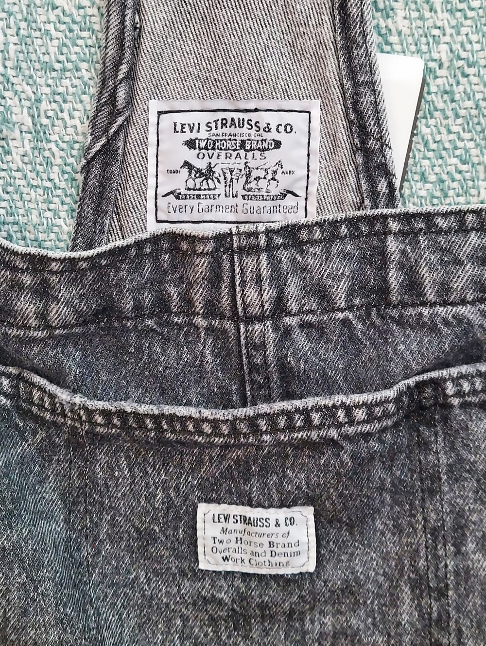 Levi's Washed Black Denim Cut-off Overalls, Womens, Size Xl - Picture 3 of 8
